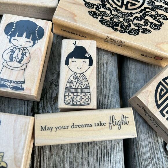 Vintage Asian-Inspired Wooden Stamp Set - Picture 9 of 16